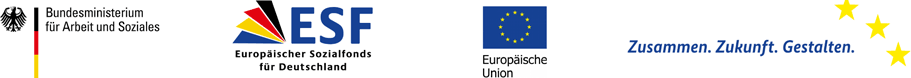 Logos ESF-gefördertes Projekte des Bundesministeriums für Arbeit und Soziales  